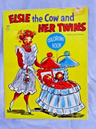 Vintage Advertising Borden Milk Elsie The Cow And Her Twins Coloring Book 1957