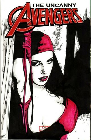 The Uncanny Avengers 1 Blank Variant With Elektra Painted Sketch