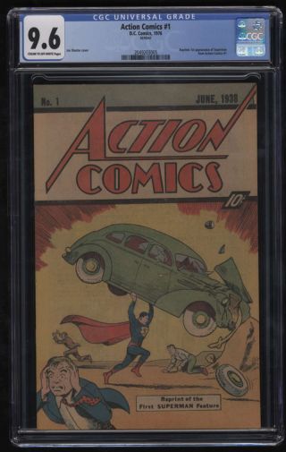 Action Comics 1 Cgc 9.  6 Cr/ow Pgs 1976 Reprint 1st Appearance Superman
