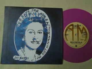 Sex Pistols - God Save The Queen / No Feeling A&m Jamie Reid Pink Vinyl Ex