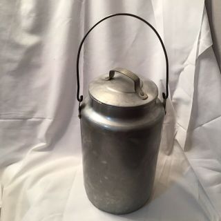 Vintage Leyse Aluminum Milk Can With Lid And Wire Handle