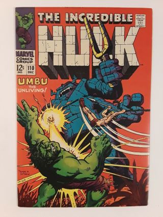 Incredible Hulk 110 (f/vf 7.  0) 1968 Ka - Zar Cover & Appearance; Herb Trimpe Art