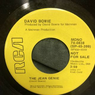 Rare David Bowie Promo 45 Rca Stereo & Mono “ The Jean Genie “ Record M