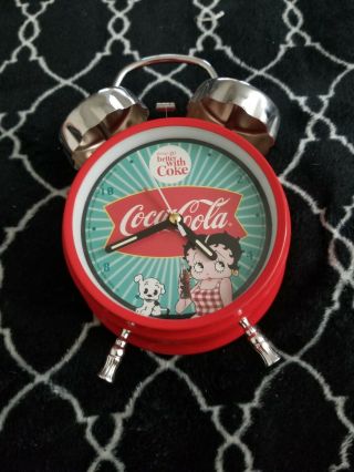Betty Boop Pudgy Coca - Cola Twin Bell Alarm Clock Coke 11324