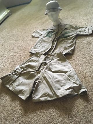 Vintage Ramar Of The Jungle Childs Outfit Size 12.  Hat,  Shirt & Shorts.  Rare