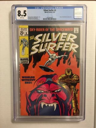 Silver Surfer 6 Cgc 8.  5 (vf, ) With White Pages June 1969