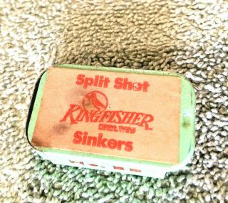 Vintage Split Shot Kingfisher Sinkers Fishing Tin,  No.  Bb Lime Green Ready Togo