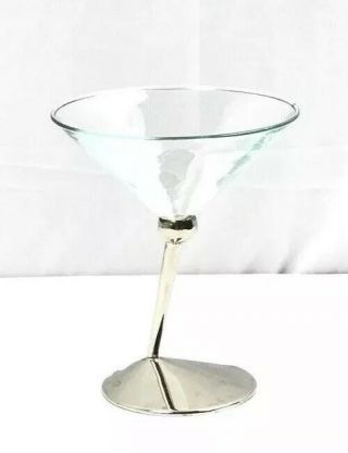 Beefeater Martini Glass W/angled Silver Plate Stem Classic Collectibles.