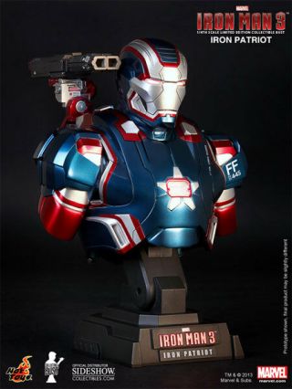 HOT TOYS IRON MAN 3 IRON PATRIOT 1/4 SCALE LIMITED EDITION BUST HTB12 3