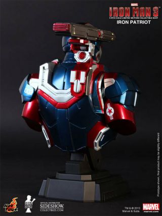HOT TOYS IRON MAN 3 IRON PATRIOT 1/4 SCALE LIMITED EDITION BUST HTB12 5
