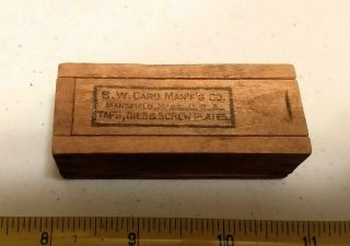 Vintage S.  W.  Card Mfg Co Mansfield Ma Tools Advertising Wood Dovetail Slide Box