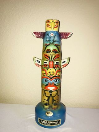 Vintage 1972 Ezra Brooks Liquor Bottle Tiki Totem Pole Decanter Heritage China