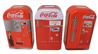 Coca Cola Coke Metal 3 Pc Retro Vending Machine Tin Bank Set