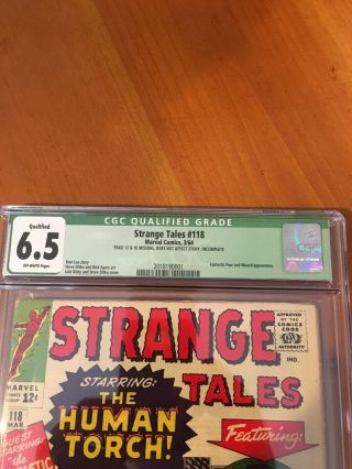 1964 Marvel Strange Tales 118 CGC 6.  5 FN,  Human Torch 2
