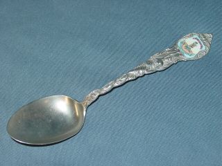 Antique Shepard Sterling Silver Souvenir Spoon Virginia State Seal Enamel