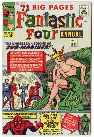 Fantastic Four Annual 1 Vg,  4.  5 Ow/white Pages Vs.  Sub - Mariner Marvel 1963