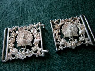 large silver nurses buckle Indian peacocks raj sterling hand wrought decoration 2
