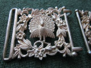 large silver nurses buckle Indian peacocks raj sterling hand wrought decoration 3