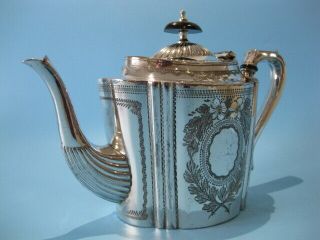 Antique Silver Plated Ornate Victorian Hand - Engraved Tapered Tea Pot