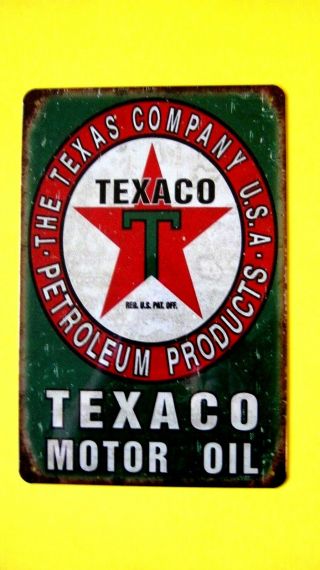 Texaco Motor Oil Sign Garage Shop Home Man Cave Den Wall Decor Metal Tin Plaque