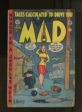 Mad 4 Gd 2.  0 1 Book (1953 Ec) Wally Wood Superduperman Jack Davis Kurtzman