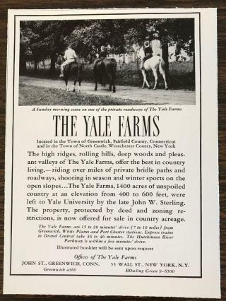 1939 The Yale Farms Ad Greenwich Ct Westchester Ny In Country Acreage