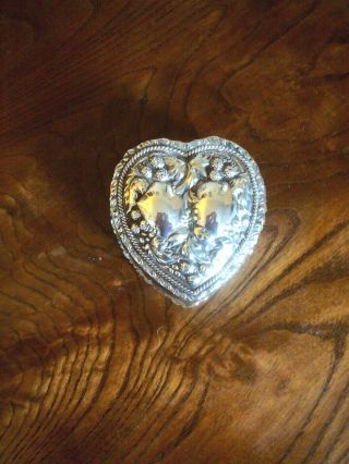 Edwardian Heart Shaped Silver Topped Cut Glass Trinket Box