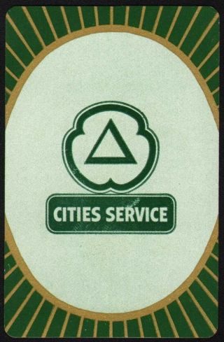 Vintage Playing Card Cities Service Gasoline Oil Joker Two Tone Green Logo