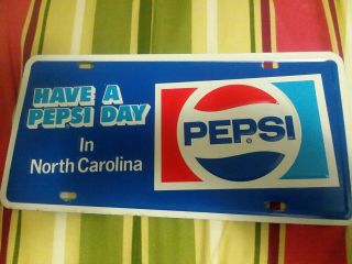 Vintage Embossed Pepsi Cola License Plate Tag Drink North Carolina Circa 1977