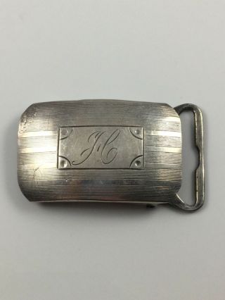 Sterling Silver Belt Buckle Vintage Monogrammed