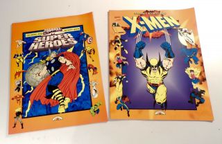 Vintage 1996 Set Of 2 X - Men And Avengers Oversized Coloring Books