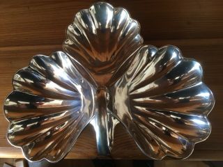 Edwardian Walker & Hall 1920 Large 3 Clam - Shaped Silver Plated Server,