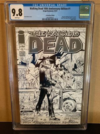 Walking Dead 10th Anniversary Edition 1 Cgc 9.  8 Nycc 2013 Sketch Cover