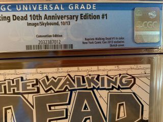 Walking Dead 10th Anniversary Edition 1 CGC 9.  8 NYCC 2013 Sketch Cover 3