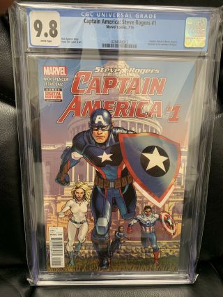 Captain America Steve Rogers 1 Cgc 9.  8 White Pages Book
