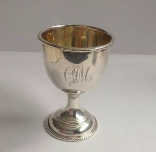 Top Quality Antique Hallmarked 1931 Gilt Lined Solid Silver Egg Cup By A.  J.  B.