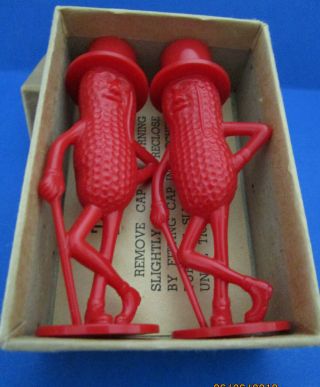 Vintage Mr.  Peanut Salt & Pepper Shakers,  Red " 3 1/2 Tool "