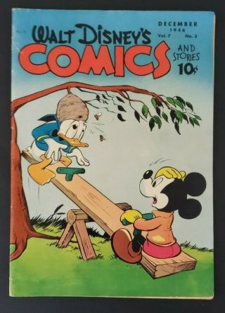 1946 Dec.  No.  3 Walt Disneys Comics & Stories Donald Duck Mickey Mouse 10 Cents