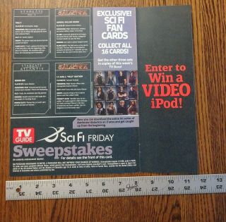 2005 TV Guide Exclusive Sci - Fi Card Sheet Stargate Atlantis Battlestar Galactica 5