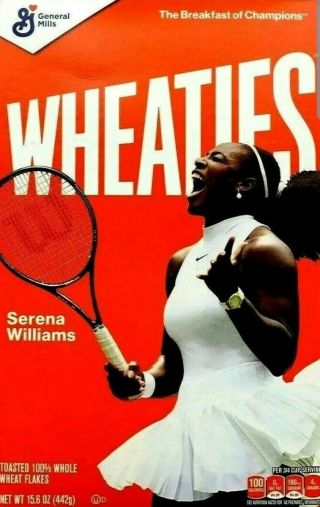 Serena Williams Tennis Wheaties Cereal Box Full