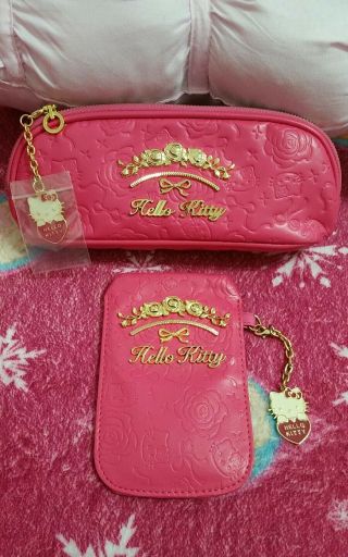Hello Kitty Pink Pencil Case With Matching Iphone Pouch And Wacth - Rose Pink