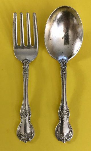 Sterling Silver Baby Spoon And Fork Set In “old Master” By Towle