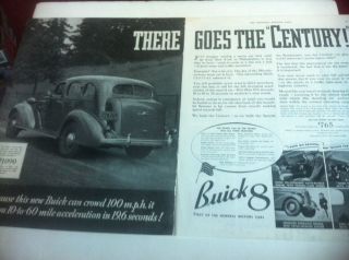 1936 Buick Century 2 Page Ad - Great Garage Decor.
