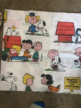 Vintage 1971 Snoopy Peanuts Fitted And Twin Flat Bed Sheet Set