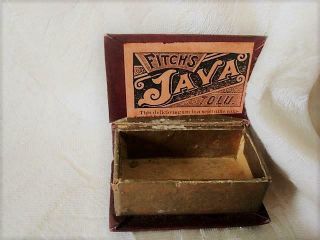 Scarce Antique Fitch ' s History of Java Small Empty Java Tolu Gum Book Box 4