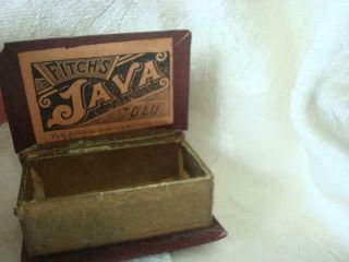 Scarce Antique Fitch ' s History of Java Small Empty Java Tolu Gum Book Box 5