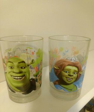 Set Of 2 Dreamworks Collectors Glasses Shrek The Third Shrek And Fiona 2007