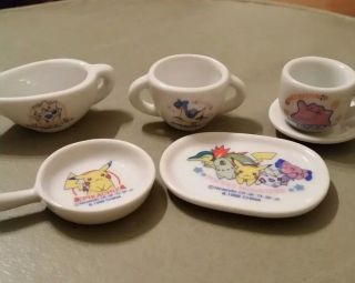 Rare Vintage Japan 1999 Bandai Pokemon Miniature Ceramic Dish Play Set