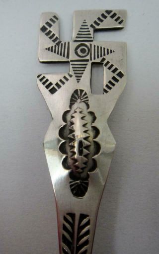 Vintage Hand Crafted Indian Silver Spoon With Good Luck Symbol