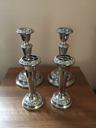 4x Vintage Silver Plated Candlesticks Candle Holders By Ianthe Of England